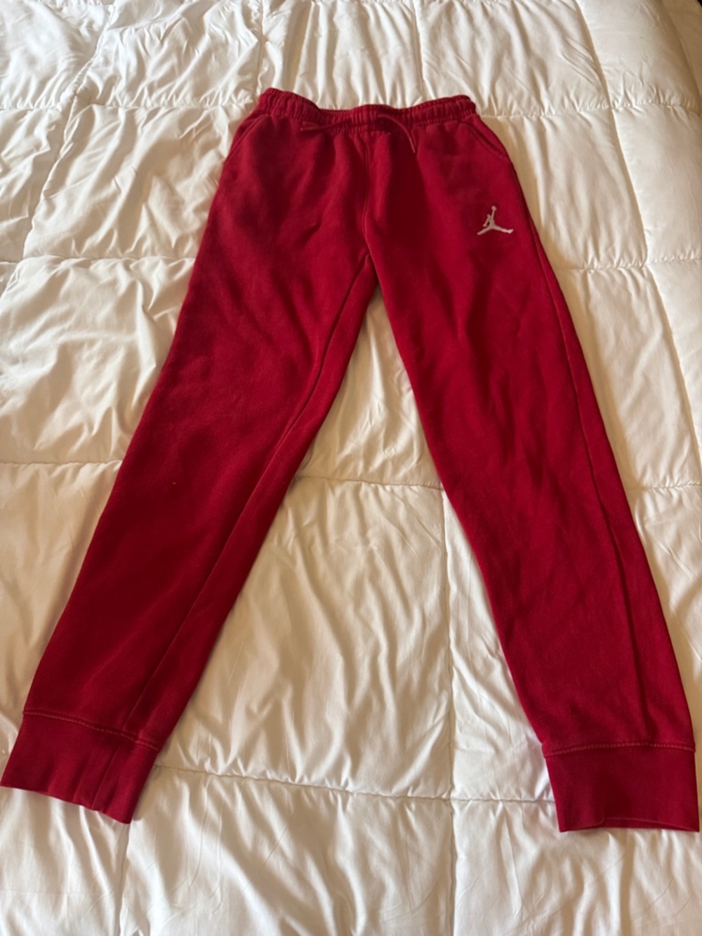 Jordan Kids Red Fleece Joggers with Jumpman Logo